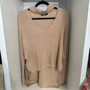 Boohoo Peach Light Pink Cut High Low Sweater